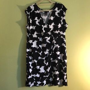 Lane Bryant Black and White Faux Wrap Dress